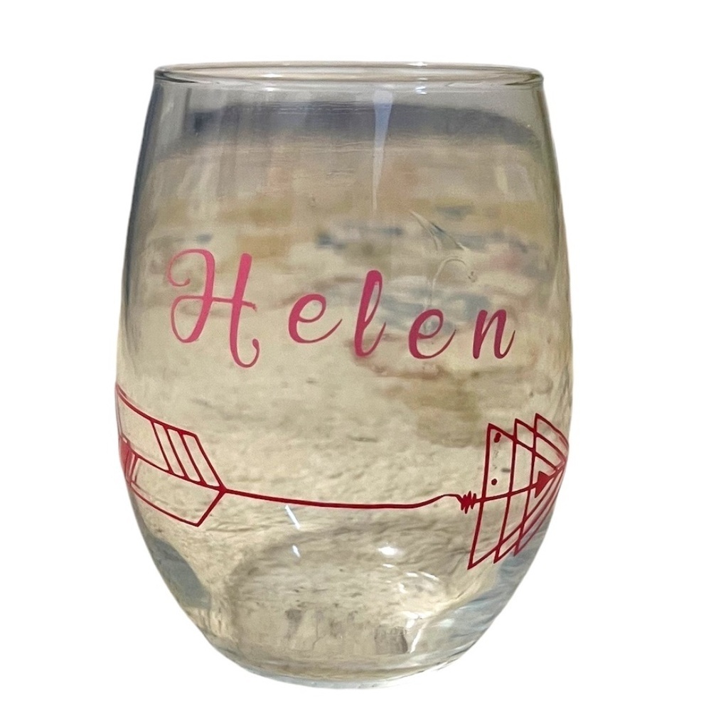 Personalized Printed Stemless "HELEN" Wine Glass,